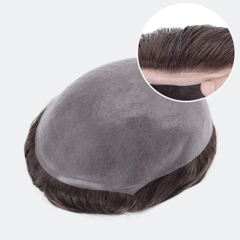 Prótesis capilar Skin fino anudado 0.08 mm con mechón frontal