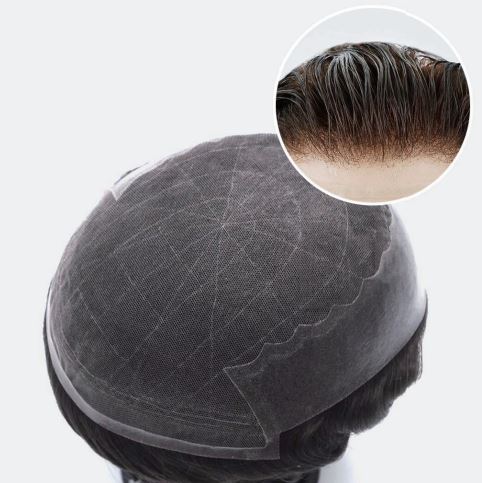 Prótesis capilar Lace suizo con lados transparentes y raya delantera decolorada