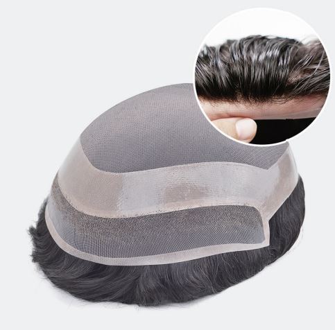Prótesis capilar de mono fino con frontal de encaje ultra fino blanqueado